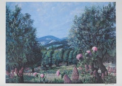 Jean MARAIS : Provence, Oliveraies en été, lithographie signée