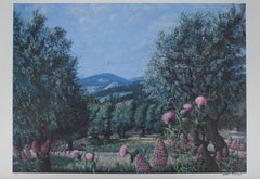 Jean MARAIS : Provence, Oliveraies en été, lithographie signée