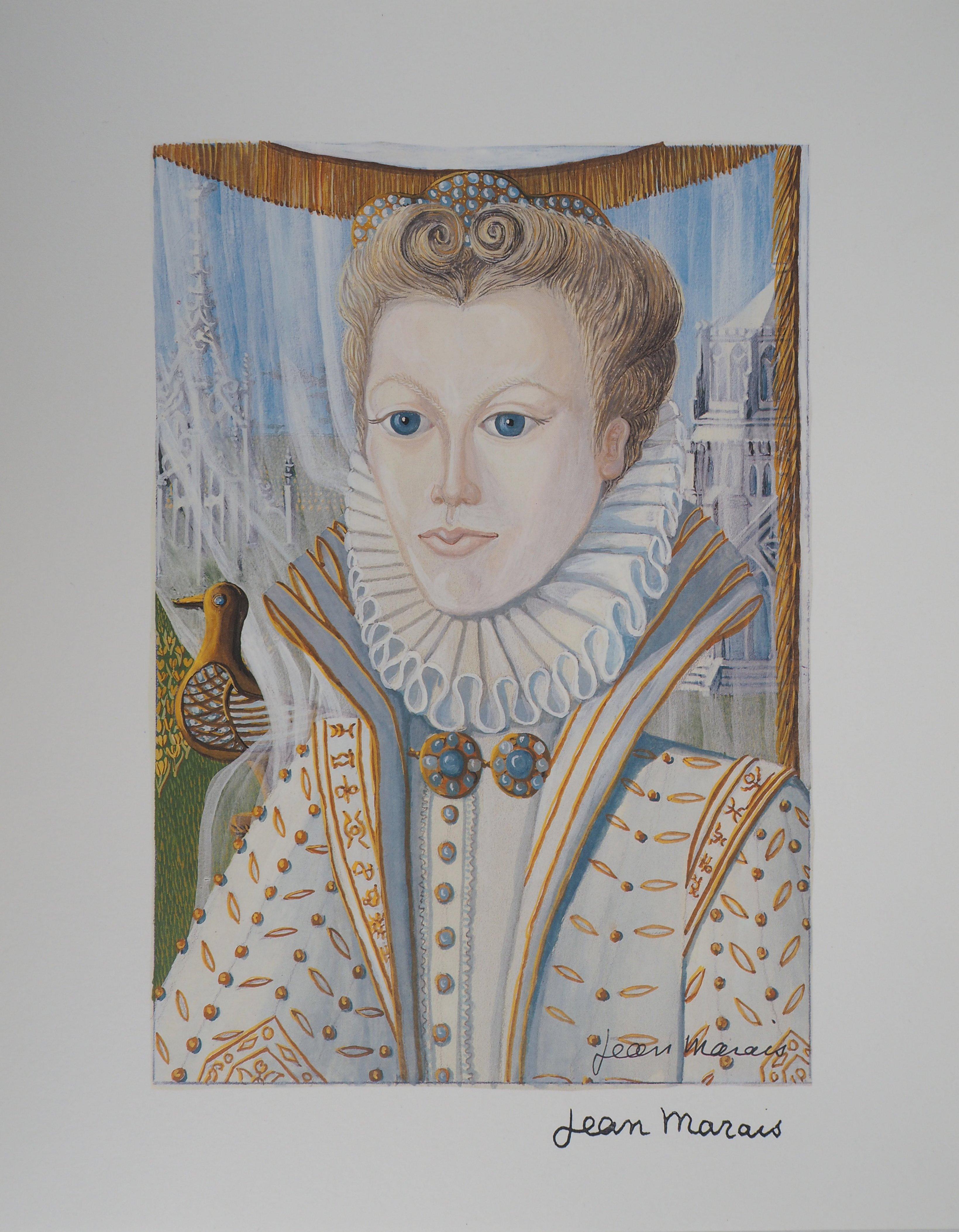 Jean Marais Portrait Print - Jean MARAIS : The Queen, signed Offset print