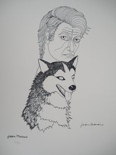 Selfportrait with a Husky Dog - Lithograph, Ltd 50 copies