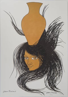 Woman with a Vase, Signed Lithograph