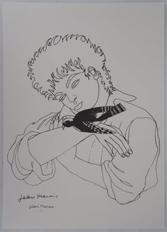 Young Boy with a Bird - Original signed lithograph