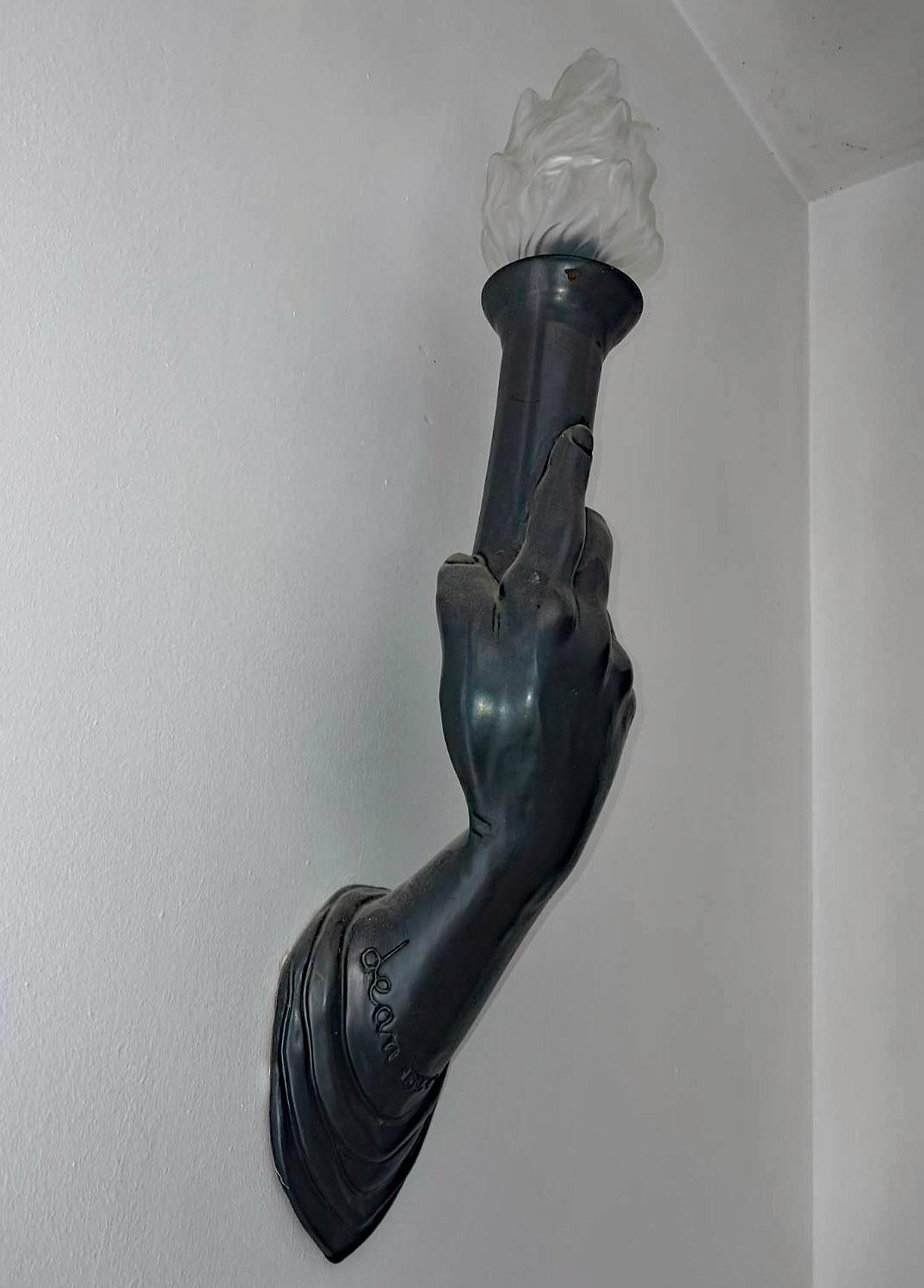 Jean Marais (1913-1988) exceptional set of 6 ceramic and glass wall lights For Sale 3