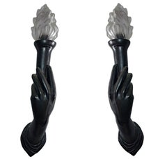 Jean Marais (1913-1988) exceptional set of 6 ceramic and glass wall lights