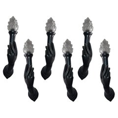 Jean Marais (1913-1988) exceptional set of 6 ceramic and glass wall lights