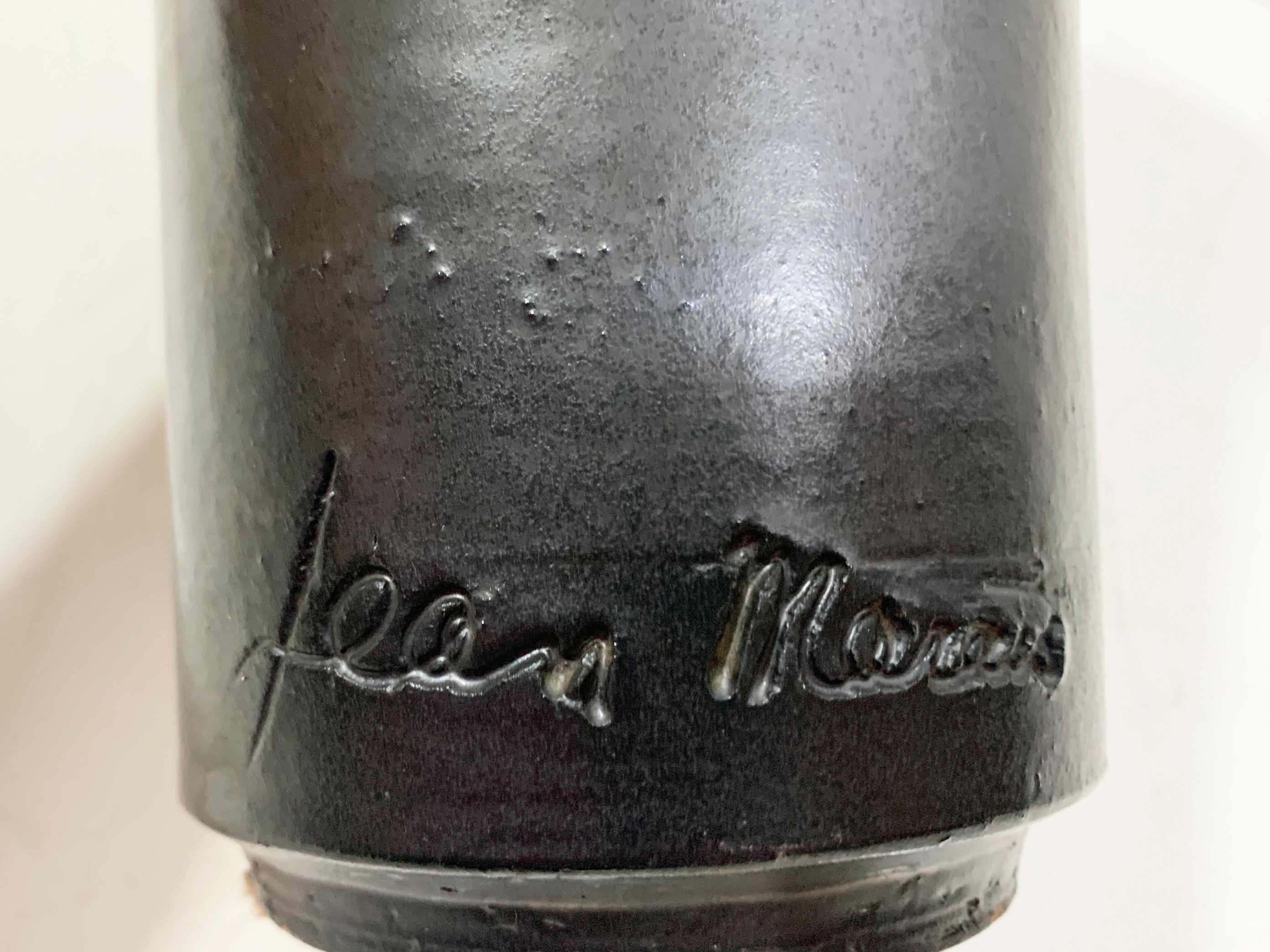 Vase en céramique émaillée noire de Jean Marais, signé 