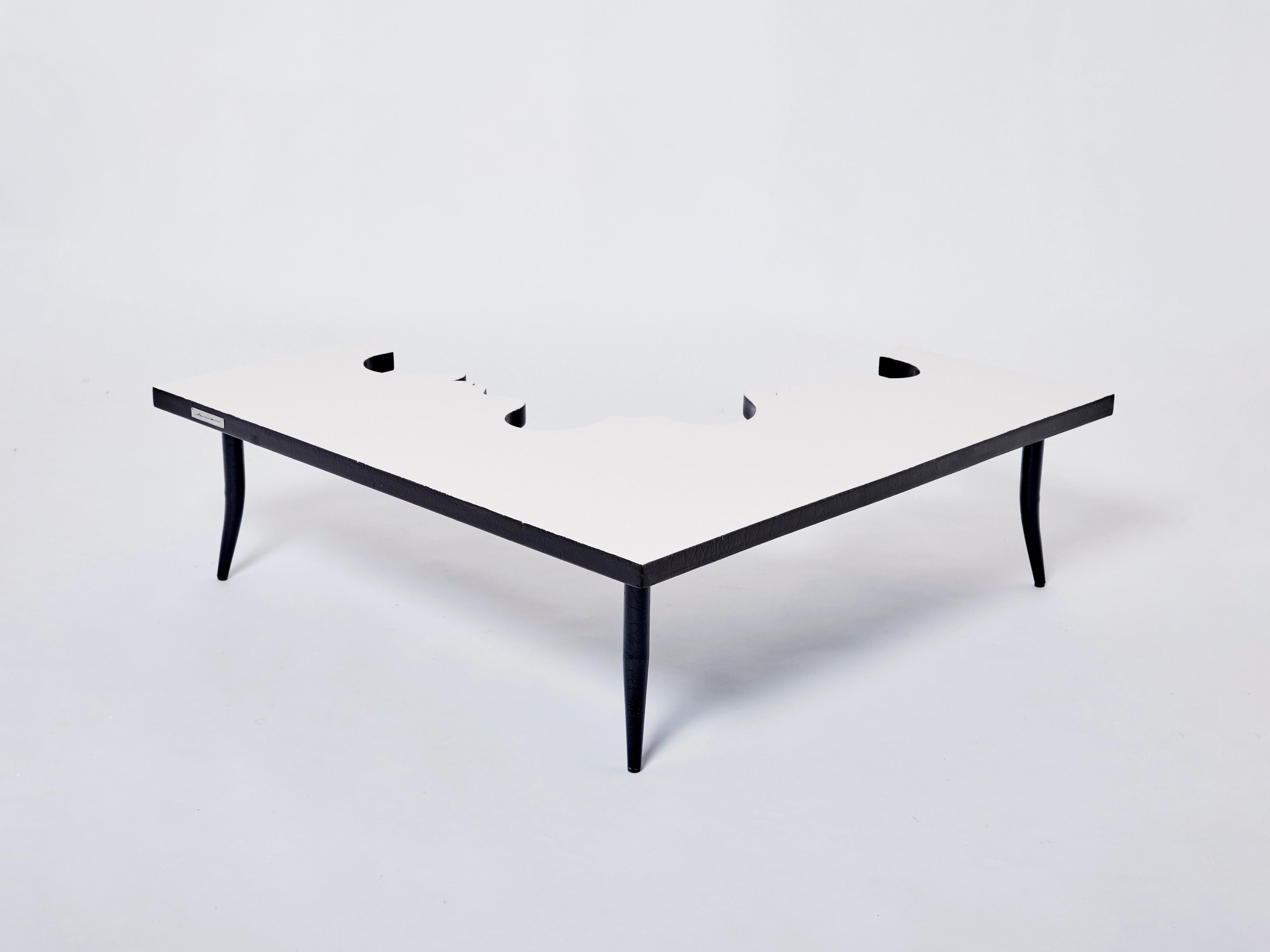 Table basse en fer et en Wood de Jean Marais Hommage à Jean Cocteau, 1972 en vente 1