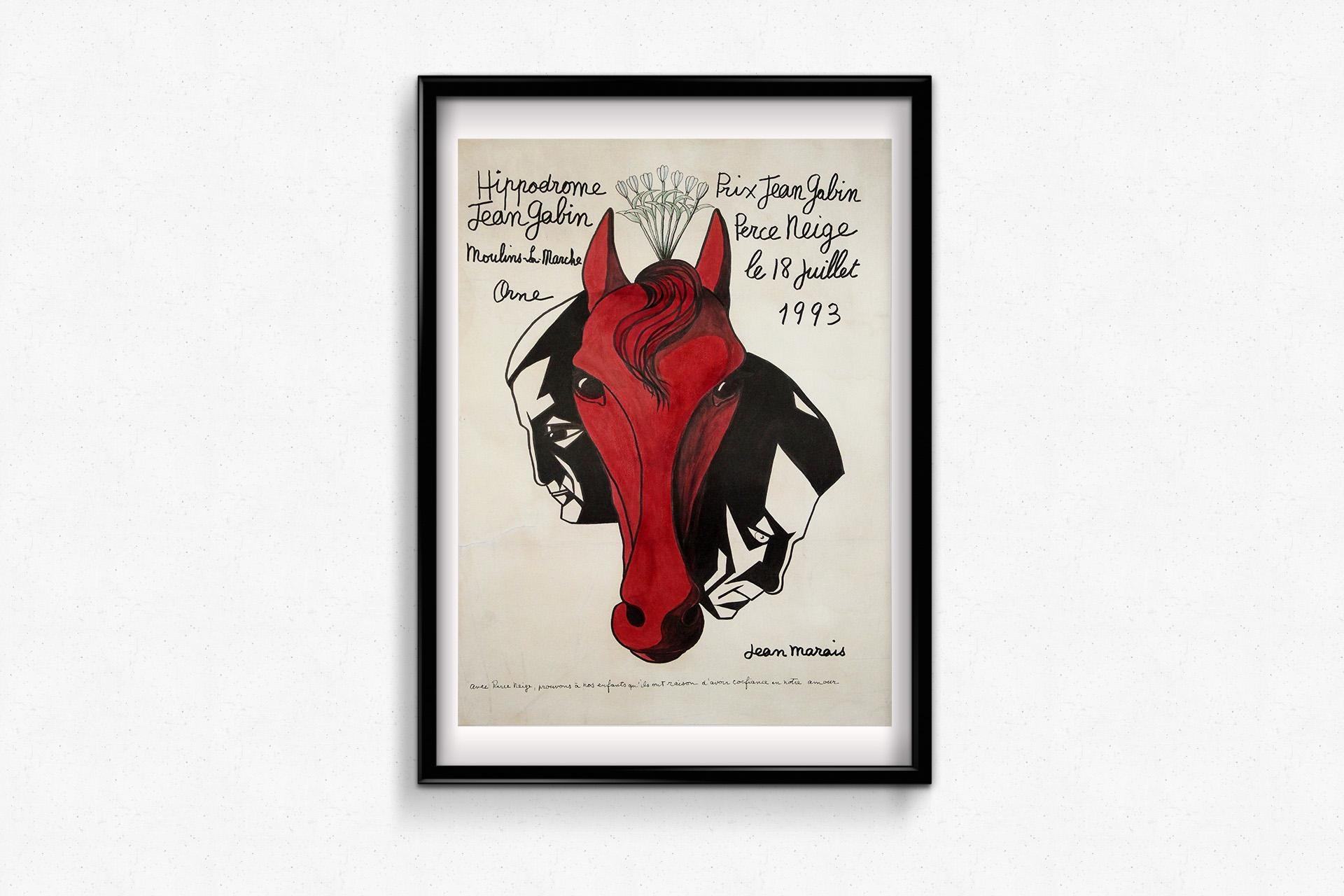 1993 Cartel del Hipódromo Jean Gabin por Jean Marais en venta 3