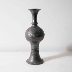 Jean Marais Set of Three Black Enamel Glaze Ceramic Candlesticks and Vases