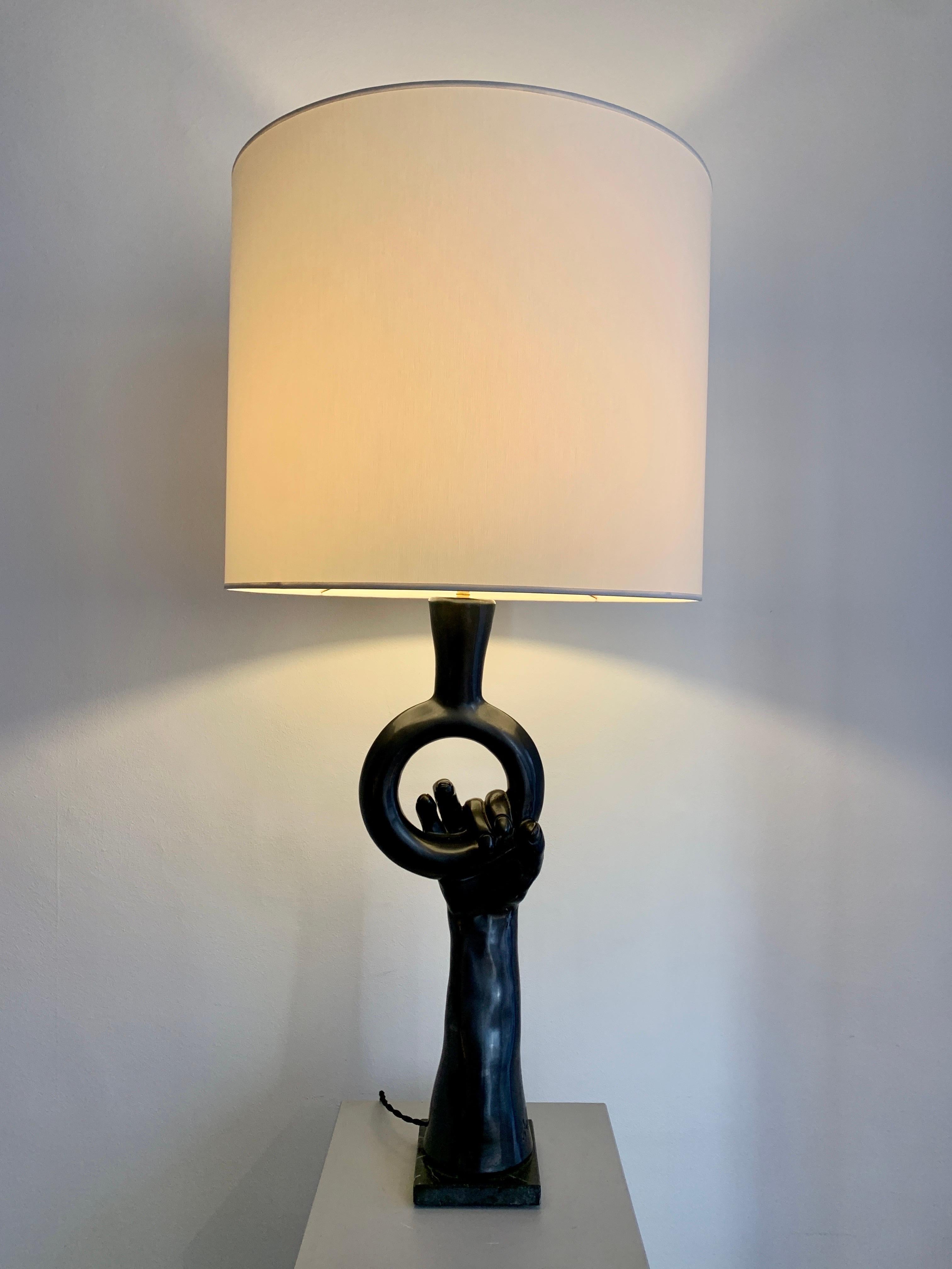 Jean Marais, Table Lamp Main 1960s, Vallauris 7