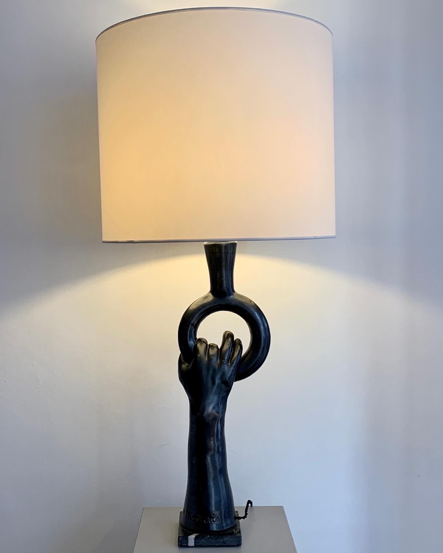Jean Marais, Table Lamp Main 1960s, Vallauris 8
