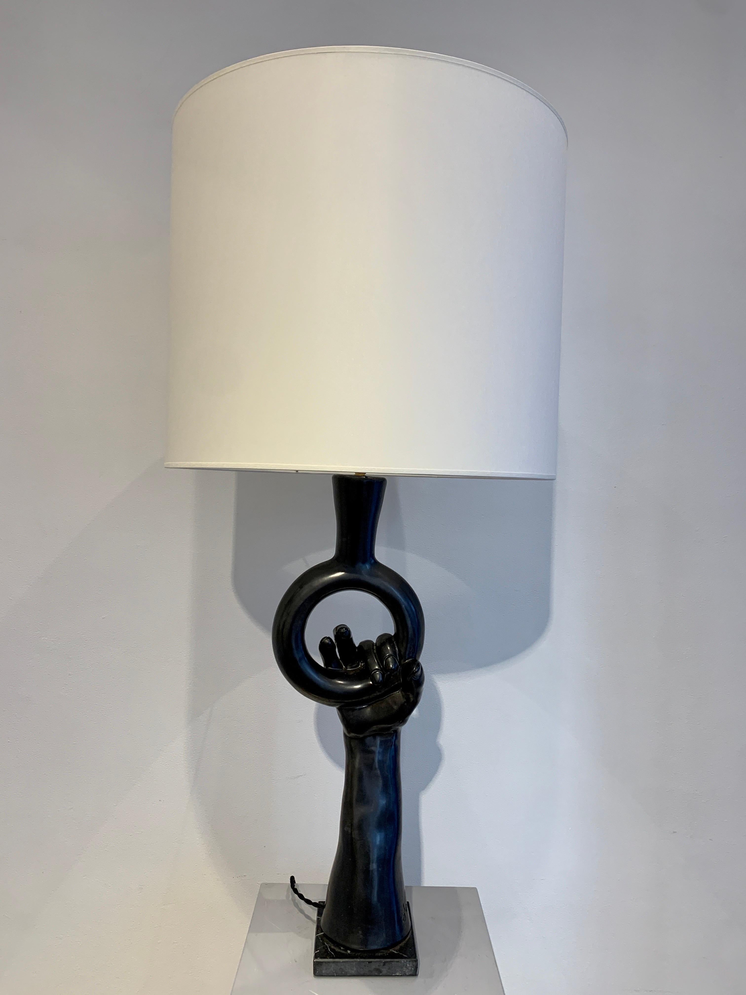 Jean Marais, Table Lamp Main 1960s, Vallauris 9