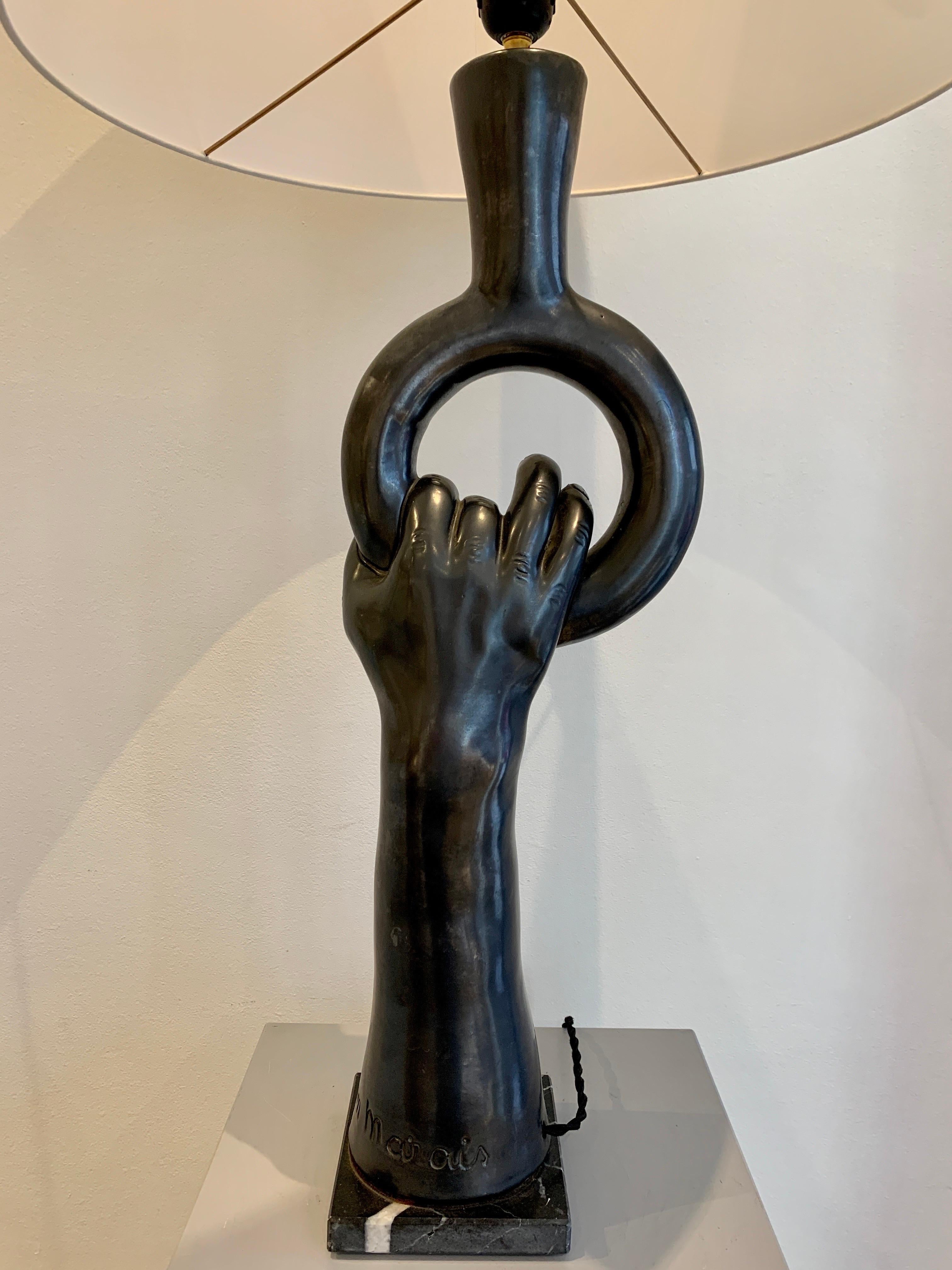 Mid-20th Century Jean Marais, Table Lamp Main 1960s, Vallauris