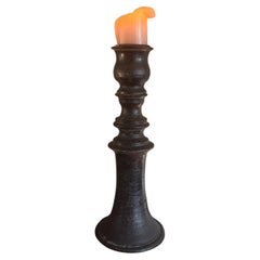 Candeliere alto in ceramica smaltata nera di Jean Marais