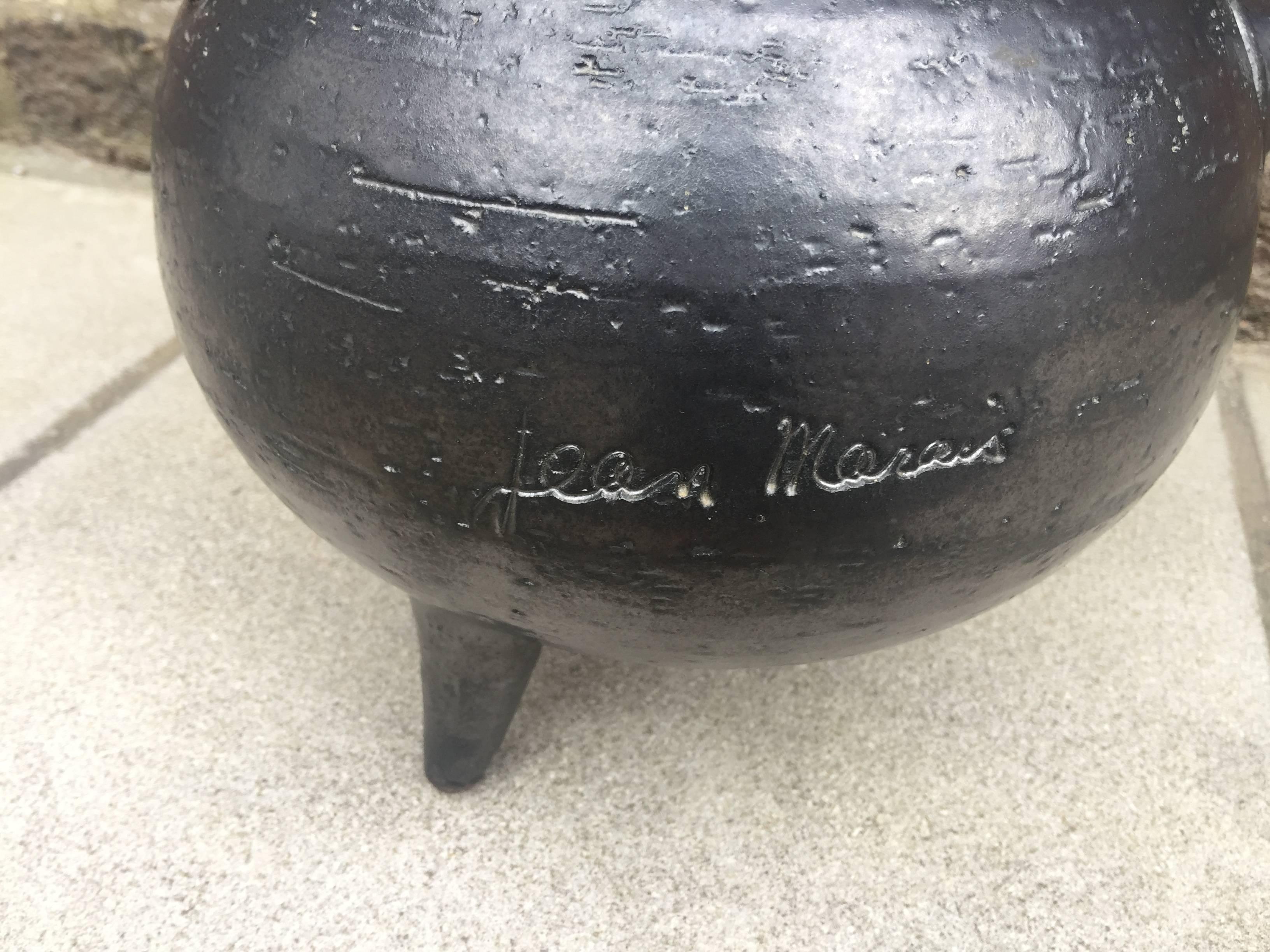 Jean Marais, very large teapot in enamelled stoneware, signed, circa 1960.