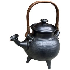 Jean Marais, Very Large Teapot in Enamelled Stoneware, Signed, circa 1960