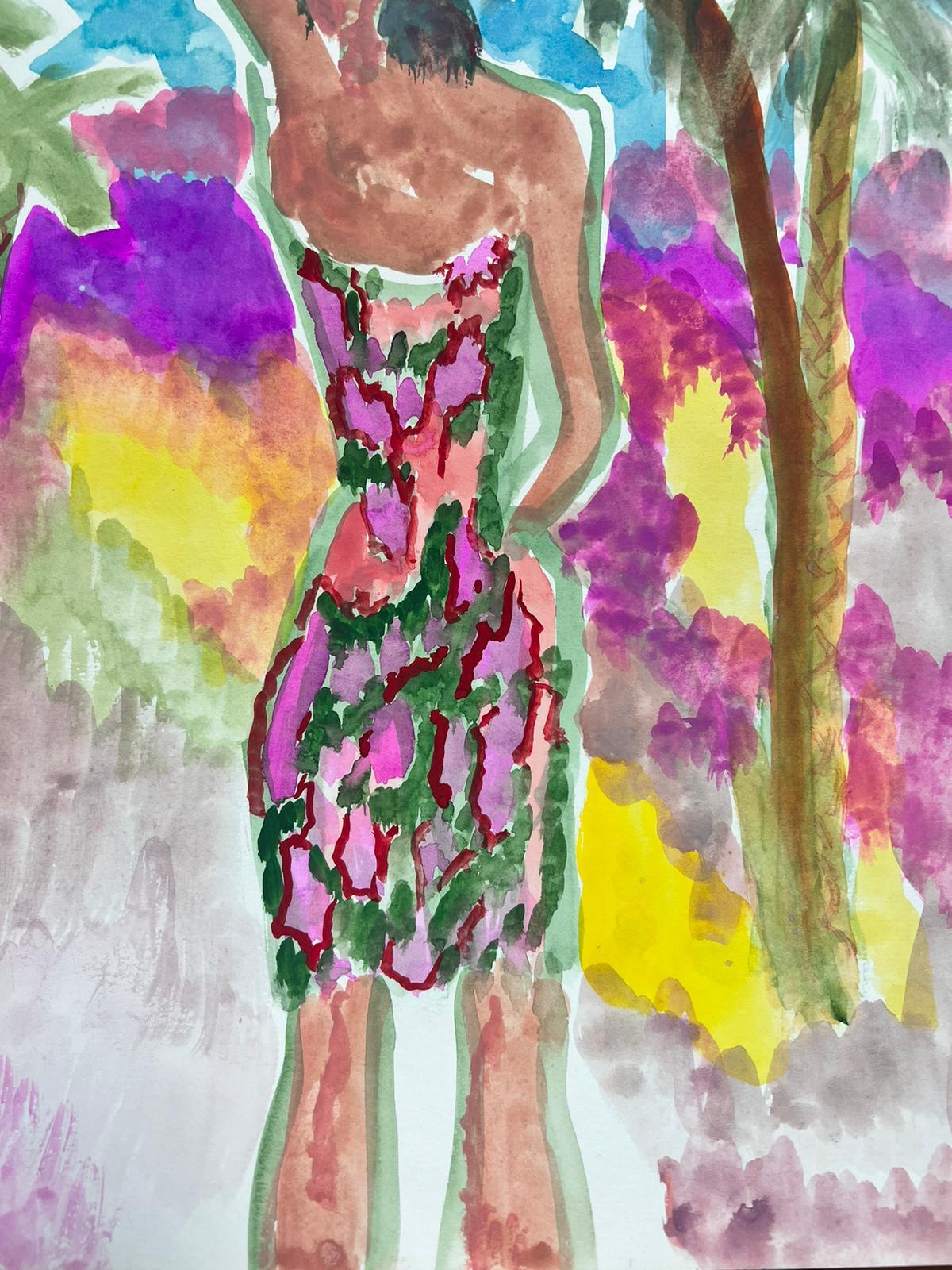JEAN MARC (1949-2019) 20th CENTURY FRENCH MODERNIST PAINTING Tropical Girl - Modern Art by Jean Marc