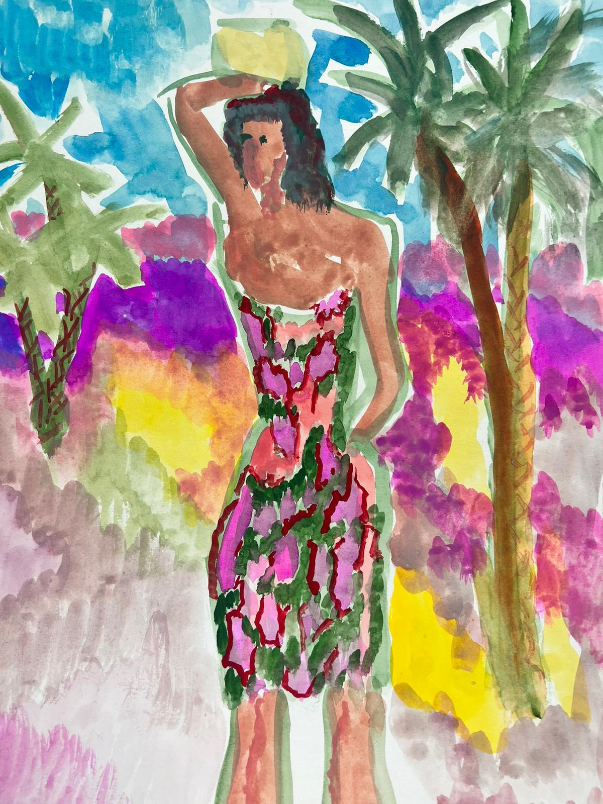JEAN MARC (1949-2019) 20th CENTURY FRENCH MODERNIST PAINTING Tropical Girl For Sale 1