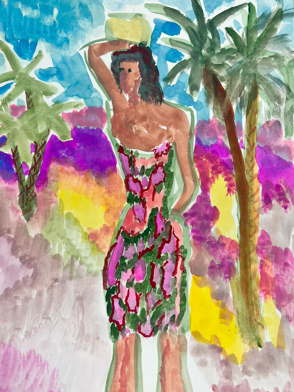 JEAN MARC (1949-2019) 20th CENTURY FRENCH MODERNIST PAINTING Tropical Girl