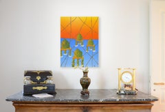 Wood or Straw Houses on Stilts at Dawn or Twilight Oil Painting