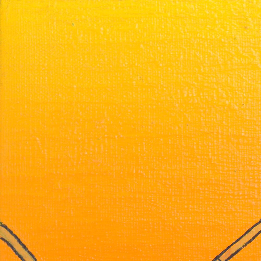 Peinture à l'huile en bois ou en paille - Maisons en paille au crépuscule ou au sommet de l'enfer - Orange Landscape Painting par Jean-Marc Boissy