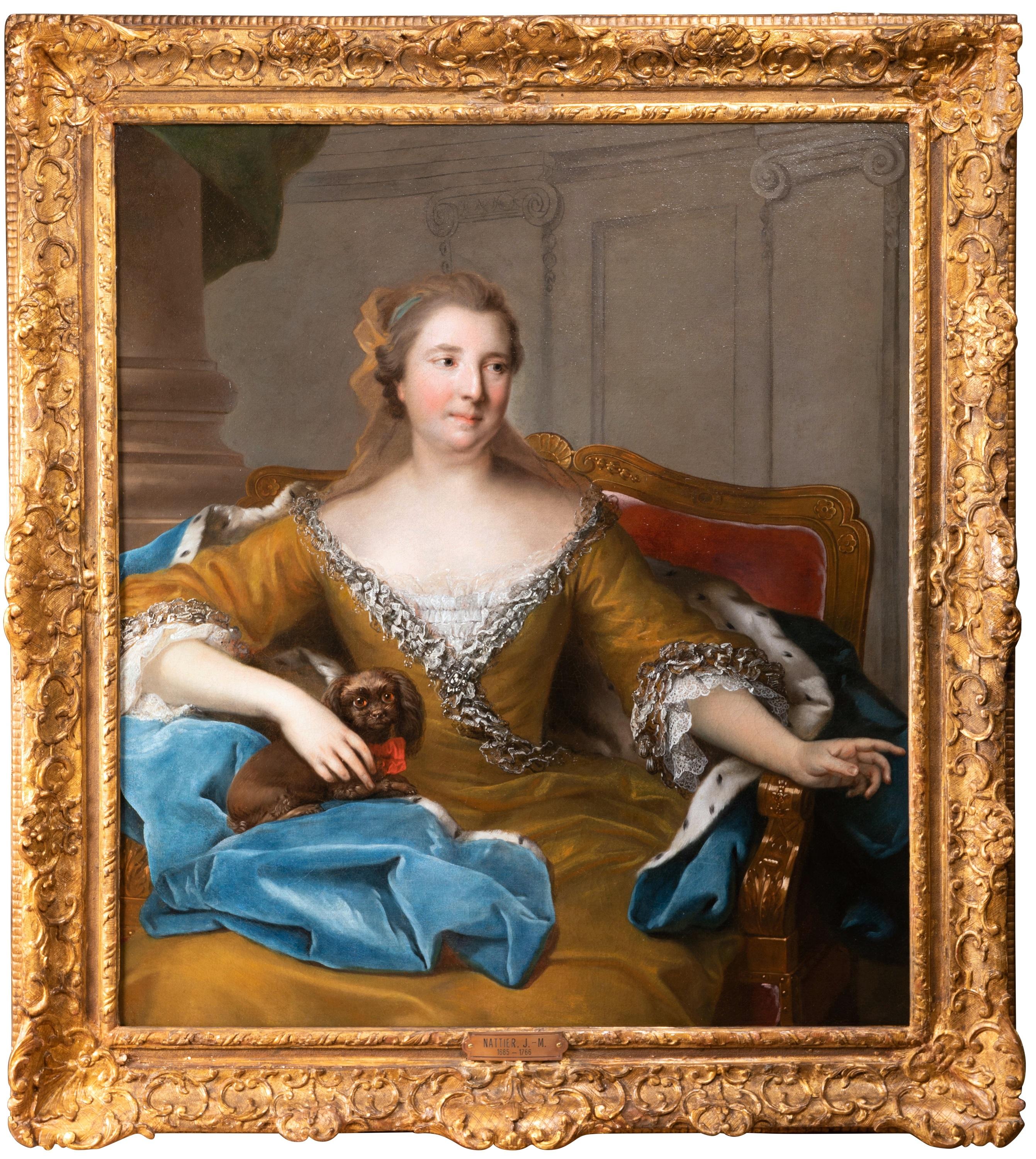 Jean-Marc Nattier (Paris, 1685 - 1766) and his workshop

Portrait of Charlotte de Hesse-Rheinfels

Oil on canvas : h. 44.09 in, w. 38.19 in

18th century carved giltwood framed

 Framed : h. 52.36 in, w. 47.63 in

Charlotte de Hesse-Rheinfels