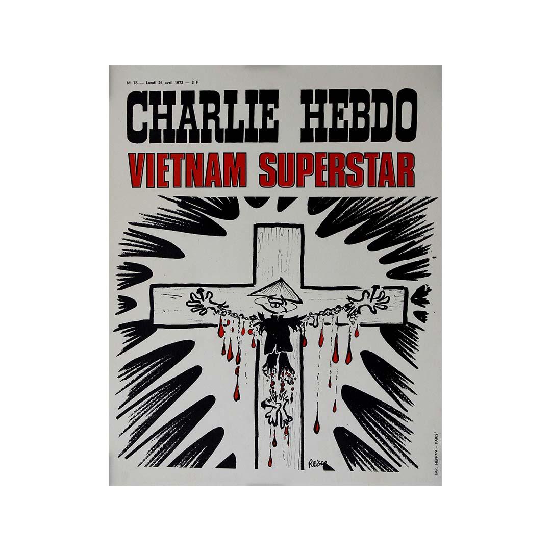 page avant Charlie Hebdo illustrée par Reiser - Vietnam Superstar, 1972 en vente 1