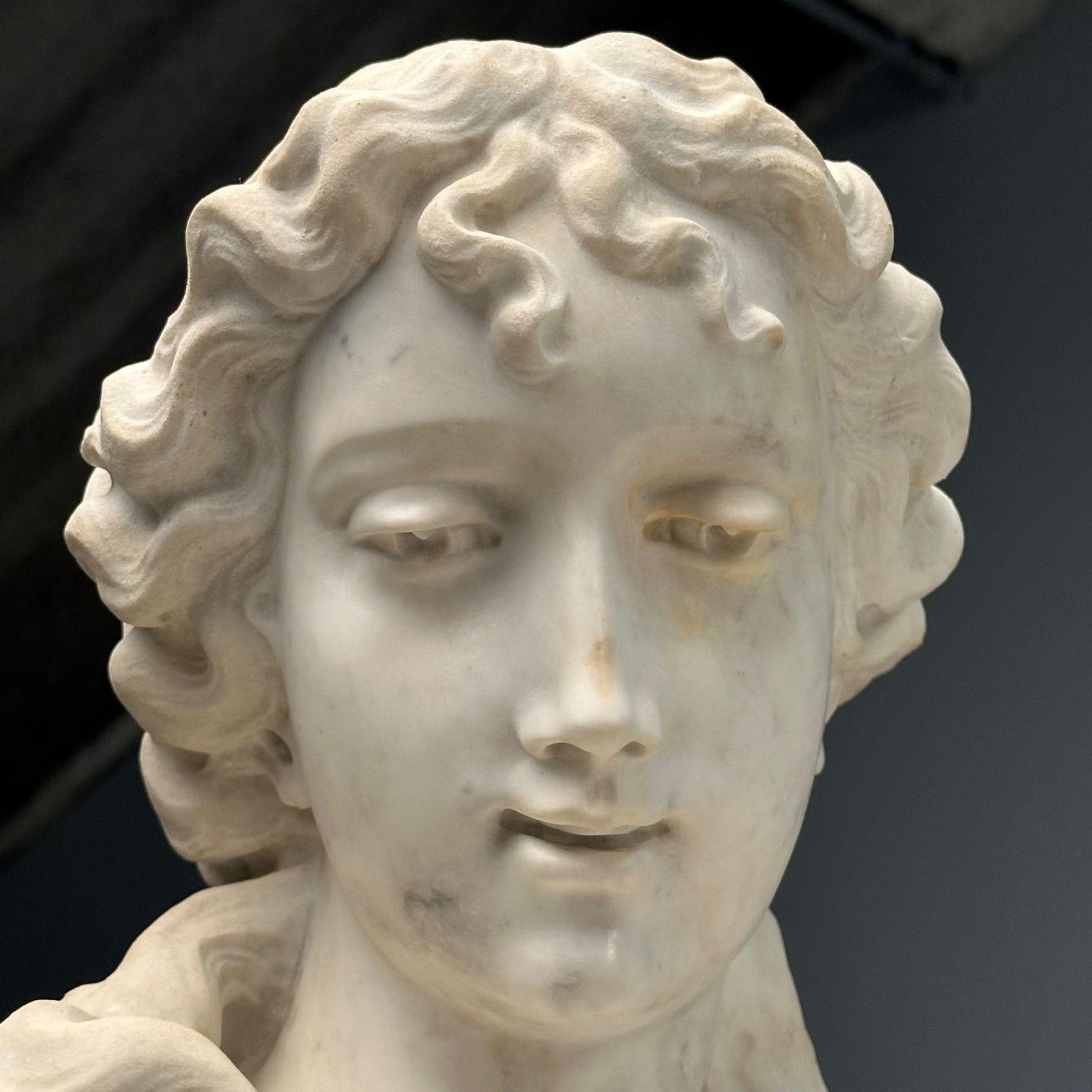 Jean-Marie Boucher, Venus- und Amor-Marmorstatue, Weißer Marmor, romantisch, 1910 im Angebot 3