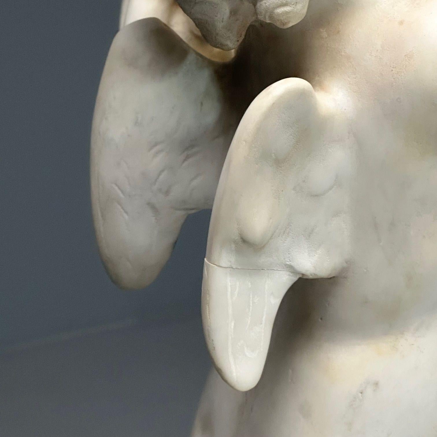 Jean-Marie Boucher, Venus and Cupid Marble Statue, White Marble, Romantic, 1910 For Sale 14