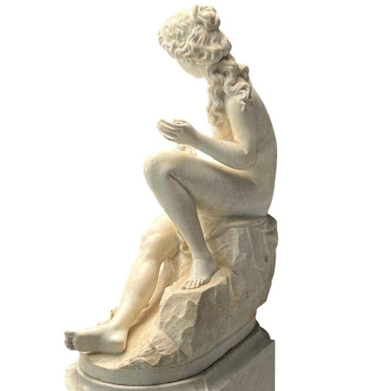 Carrara Marble Jean-Marie Boucher, Venus and Cupid Marble Statue, White Marble, Romantic, 1910 For Sale