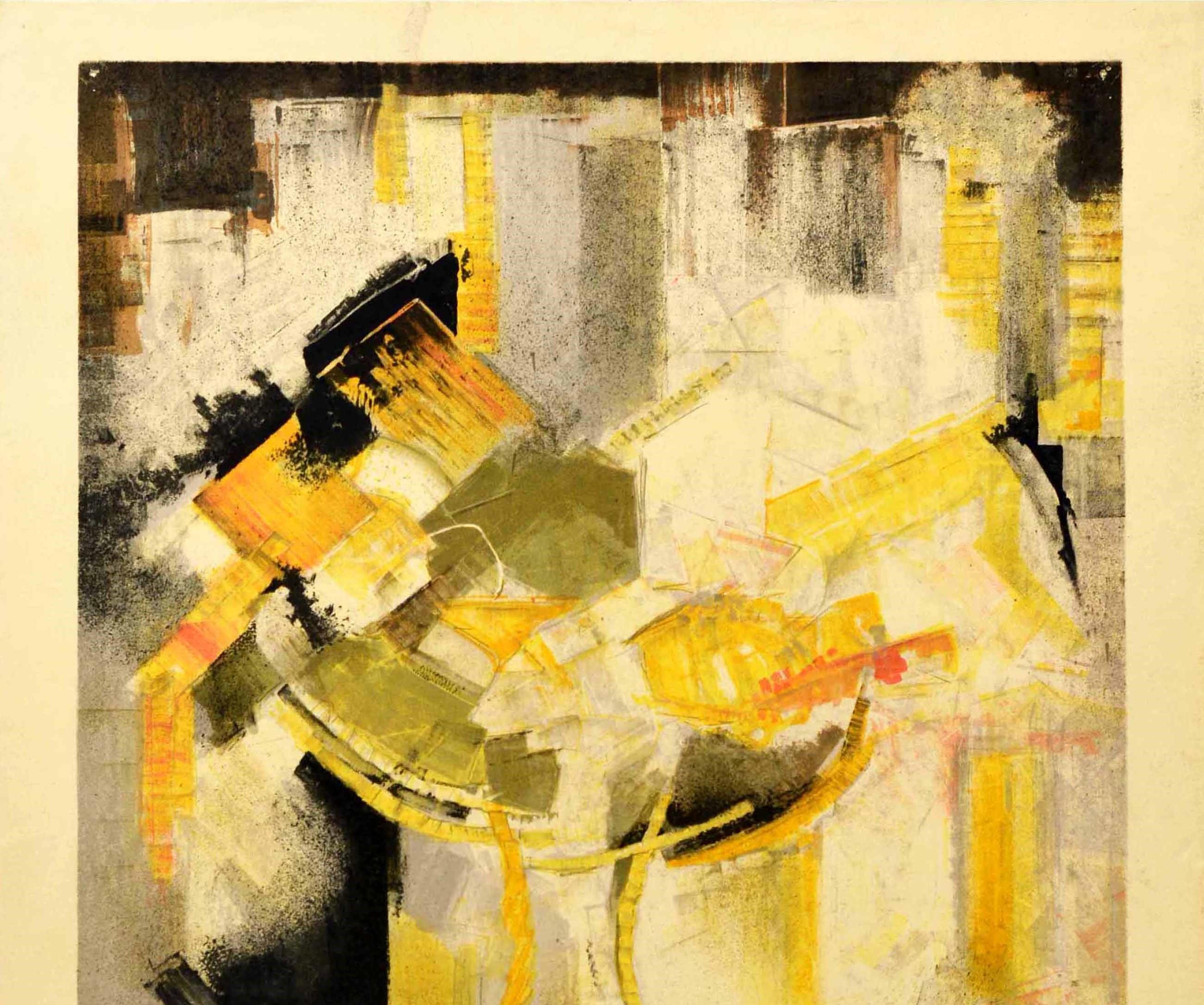 Original Vintage Exhibition Poster Abstract Artist JM Calmettes Galerie De Poche - Print by Jean-Marie Calmettes