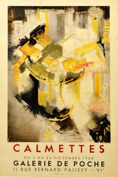 Original Vintage Exhibition Poster Abstract Artist JM Calmettes Galerie De Poche