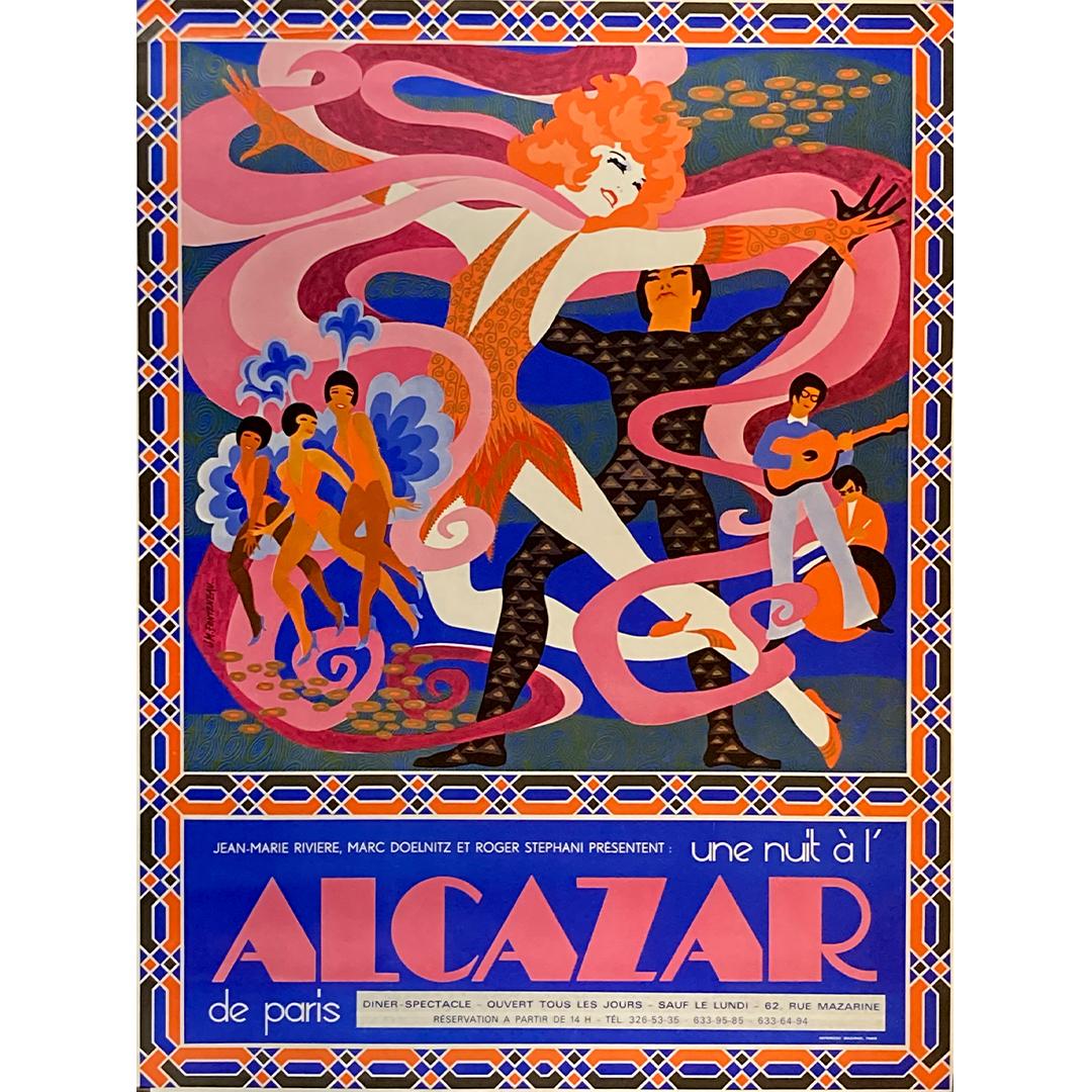 Original poster designed by J.M Fonteneau to promote the Alcazar - Cabaret - Print by Jean-Marie Fonteneau