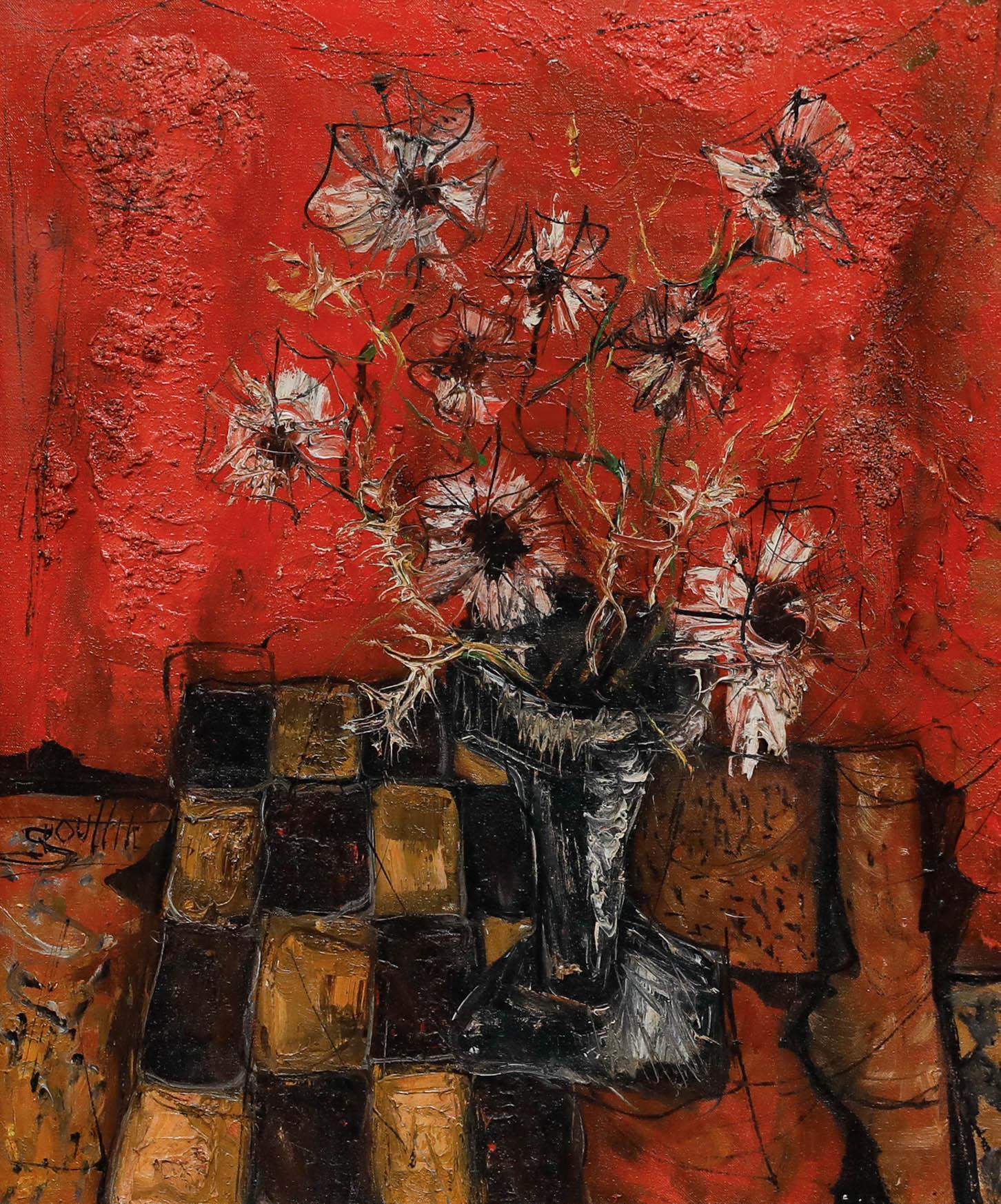 Jean Marie Gouttin (1922-1987)  - Mitte 20. Jahrhundert Öl, Stillleben in Rot im Angebot 1