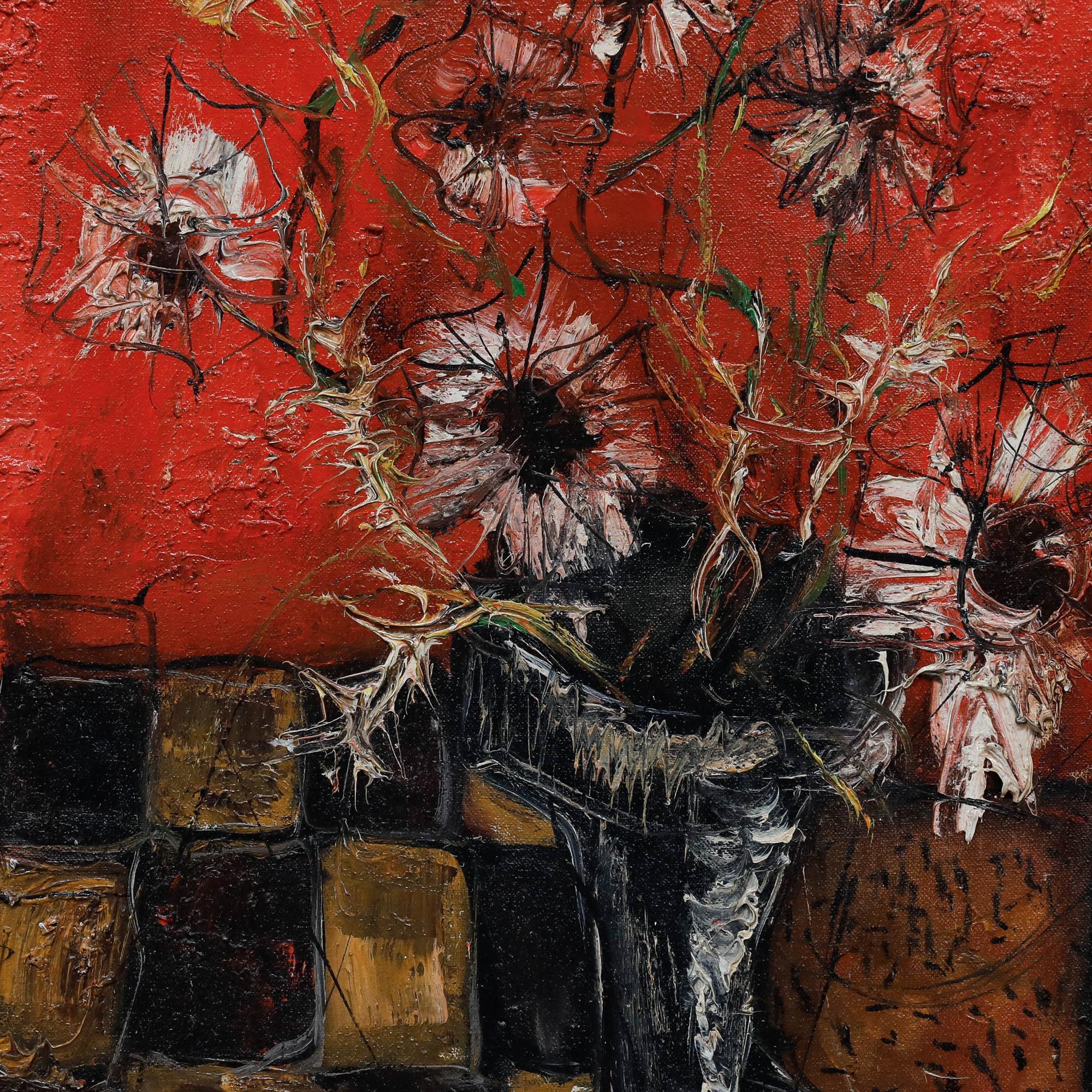 Jean Marie Gouttin (1922-1987)  - Mitte 20. Jahrhundert Öl, Stillleben in Rot im Angebot 3