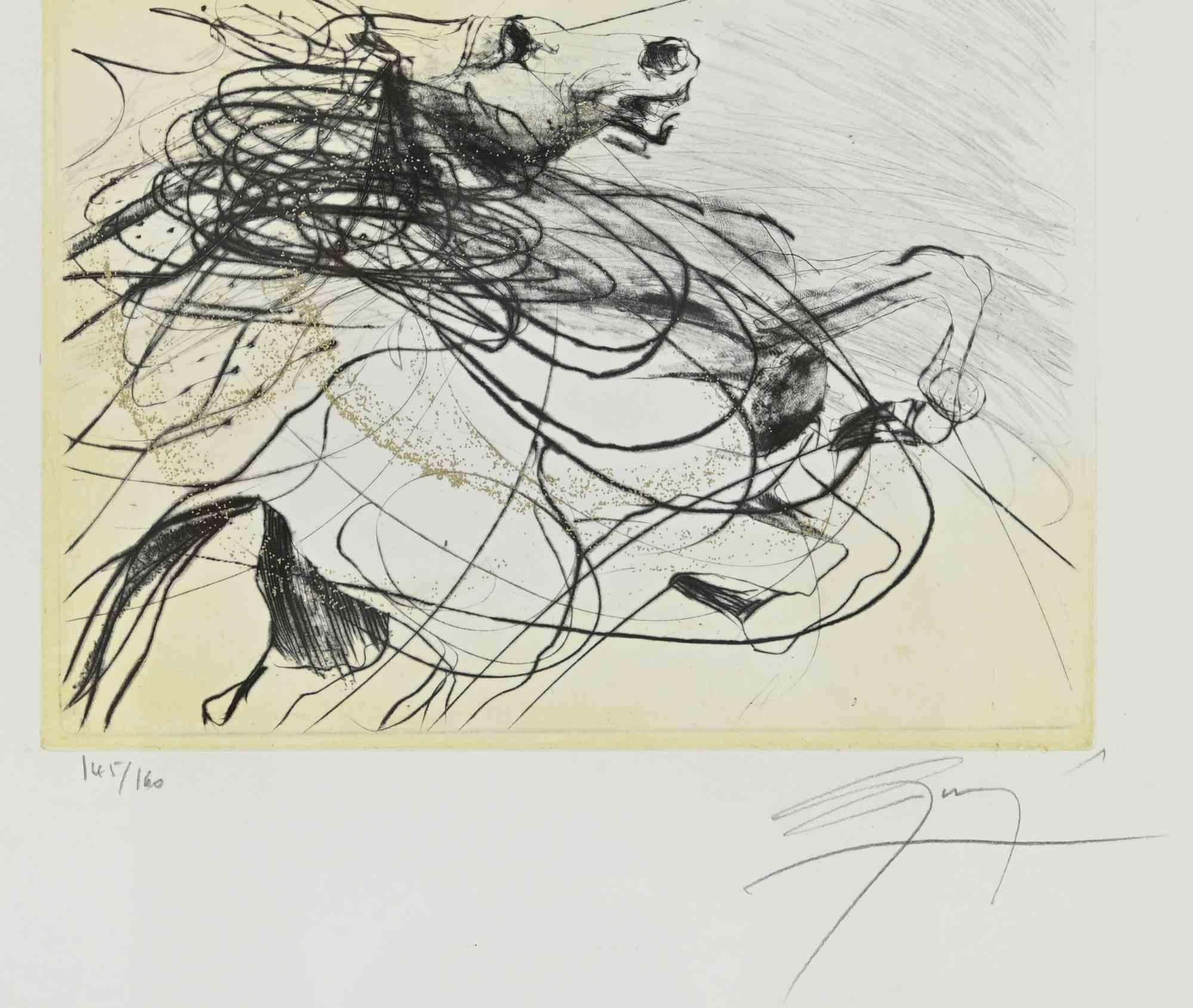 Cheval voguant - eau-forte de Jean-Marie Guiny - années 2000 - Print de Jean-marie Guiny