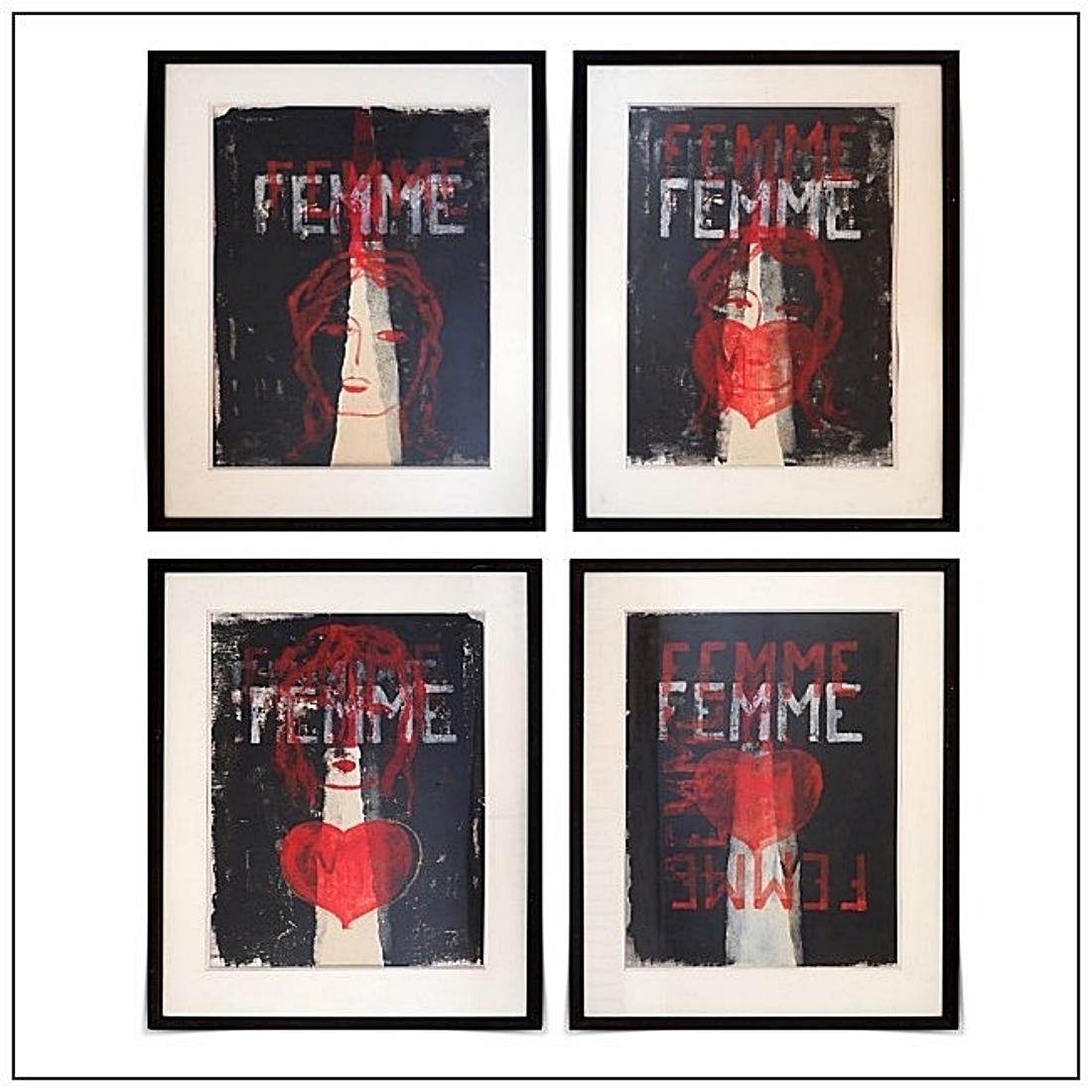 Jean-Marie Planques (1932-1992) „FEMME“ – Arbeiten auf Papier – Verkauf als Set (Glas) im Angebot