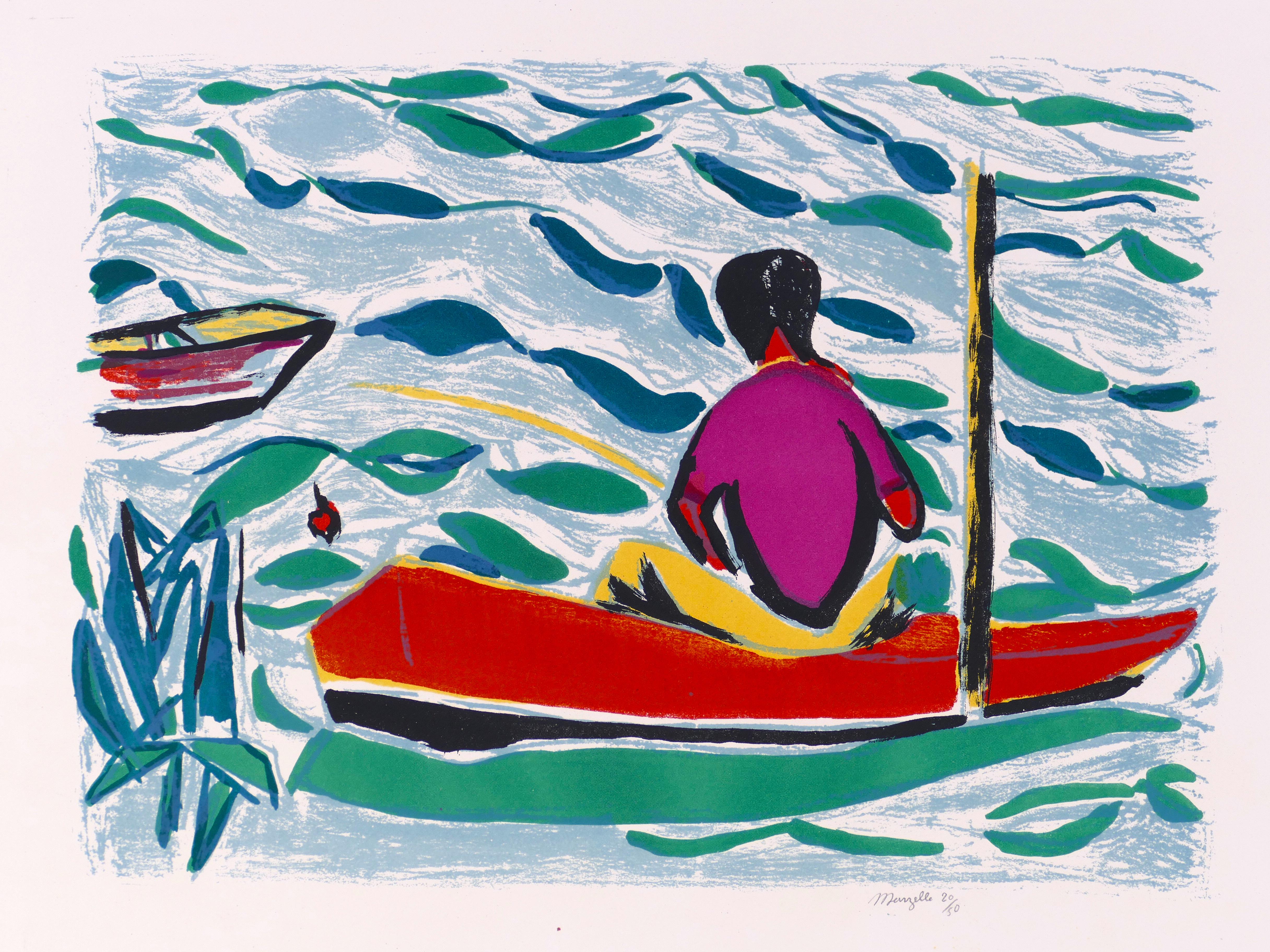 Image dimensions: 25.8 x 35.5 cm.

Le pêcheur is a beautiful color lithograph on paper realized by the French artist Jean Marzelle (Lauzun,1916-2005).

Signed and numbered in Arabic numerals and in pencil on lower right margin. 

A colorful original