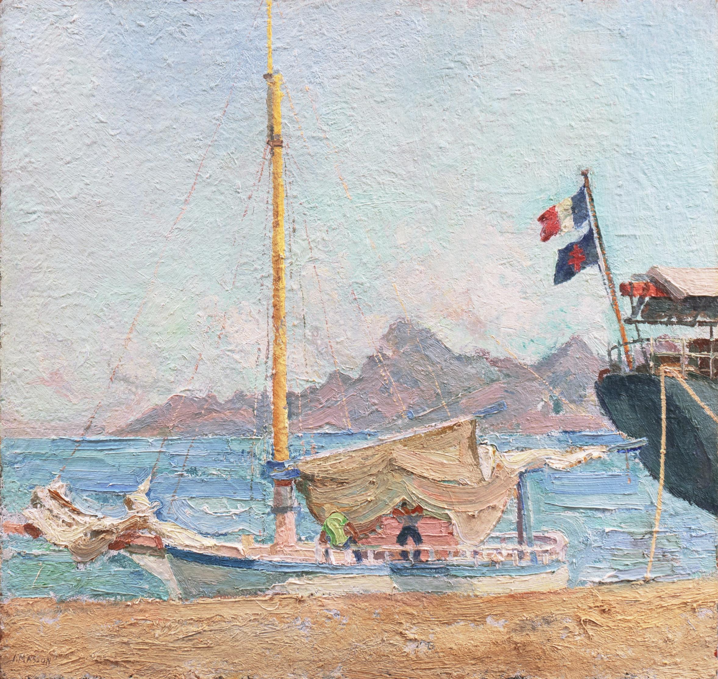 Jean Masson Landscape Painting - 'Moorea', Paris Salon, Tahiti, Polynesia, South Seas, Tricolor, French Flag, Oil