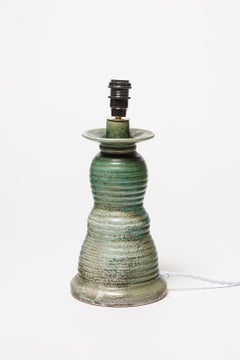 Jean Maubrou 20th century design circa 1950 green ceramic table lamp 27 cm