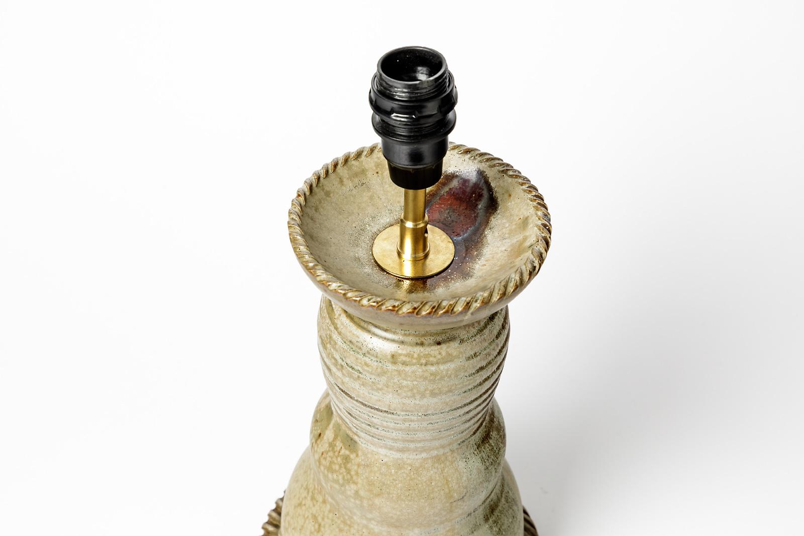Lampe de bureau en céramique Jean Maubrou datant du milieu du 20e siècle, circa 1950, Éclairage français Excellent état - En vente à Neuilly-en- sancerre, FR