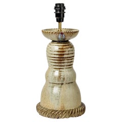 Jean Maubrou Mid-20th Century Ceramic Table Lamp circa 1950 French Lighting