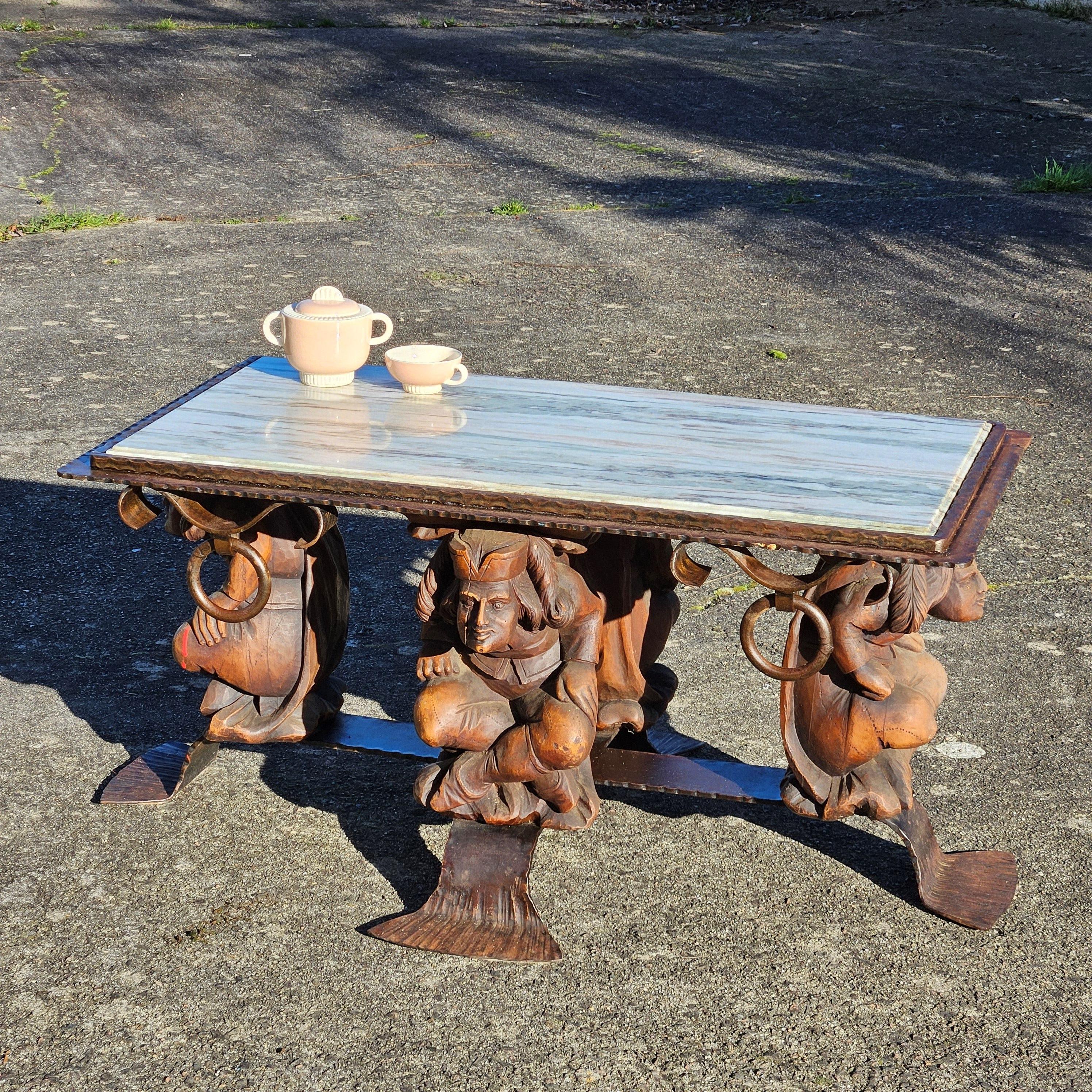 Jean Maurice Rothschild - Table basse en marbre - Table de salon en fer forgé - années 50 4