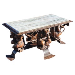 Jean Maurice Rothschild - Table basse en marbre - Table de salon en fer forgé - années 50