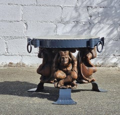 Jean Maurice Rothschild - Marble Coffee Table - Forged Iron Lounge Table-50s