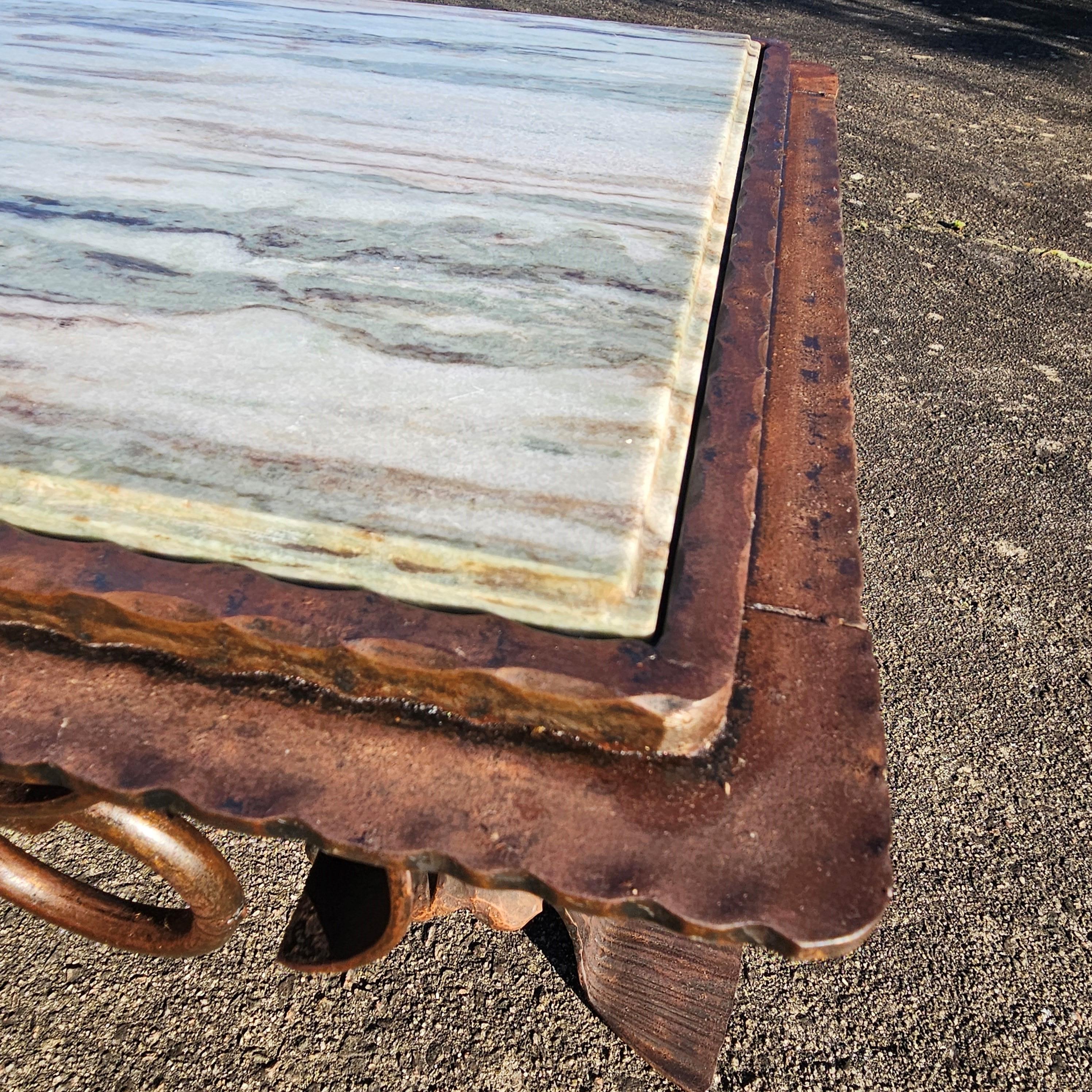 Jean Maurice Rothschild - Table basse en marbre - Table de salon en fer forgé - années 50 1