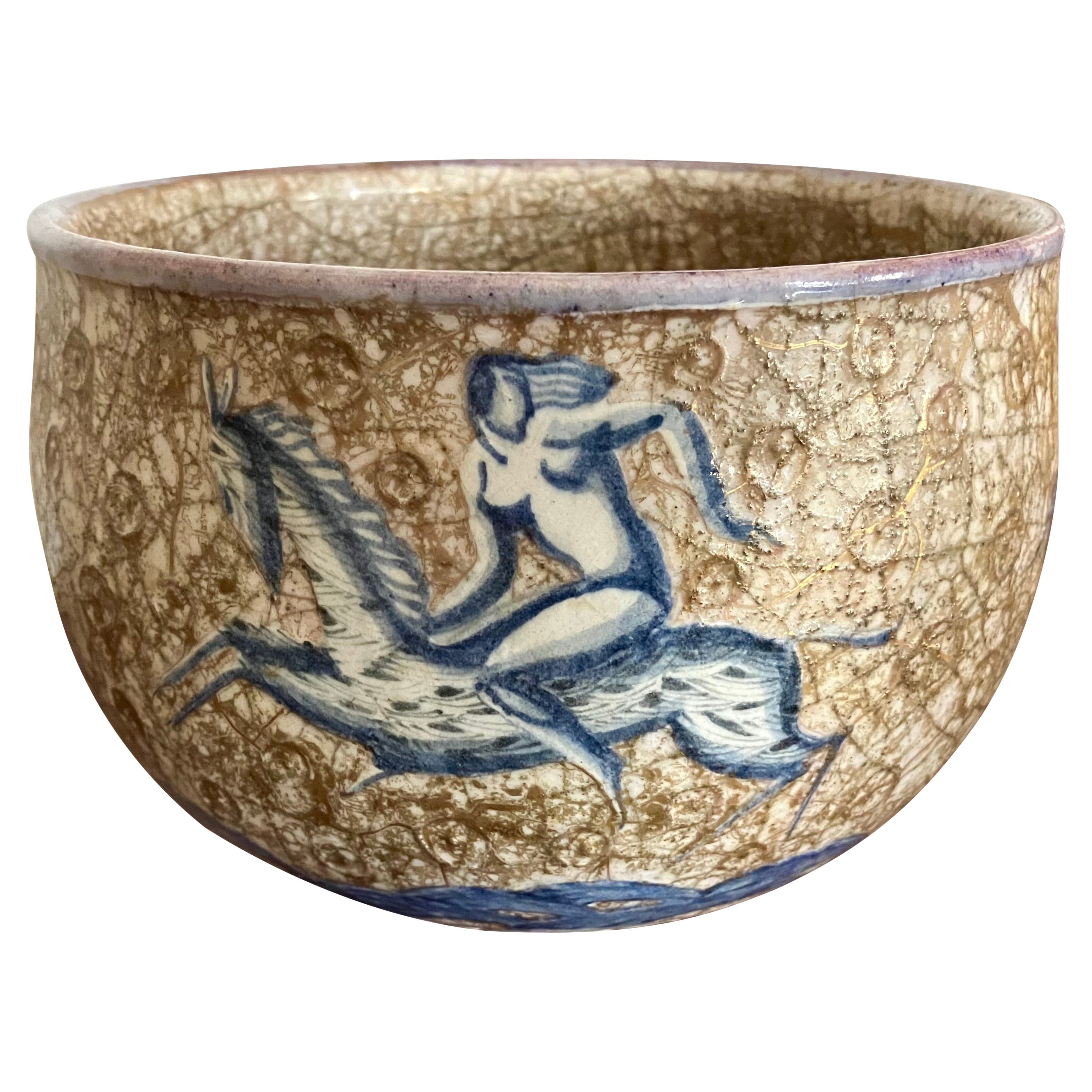 Jean Mayodon Studio Art Deco Gilt and Glazed Bowl For Sale