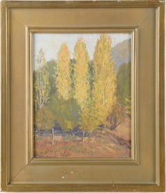 Antique American Western Aspen Trees California Landscape Signed Oil Painting