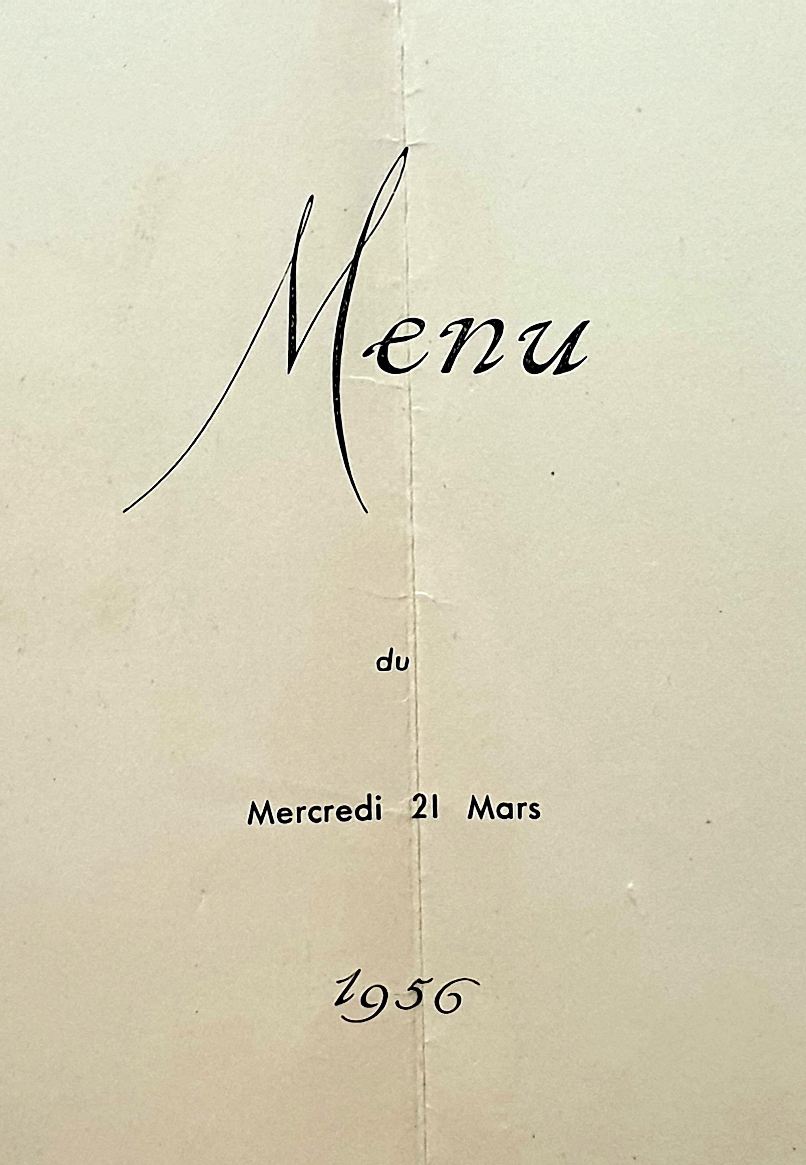 Mid-Century Original Printed Menu, Transatlantic French Line, 'Ile de France'. For Sale 10