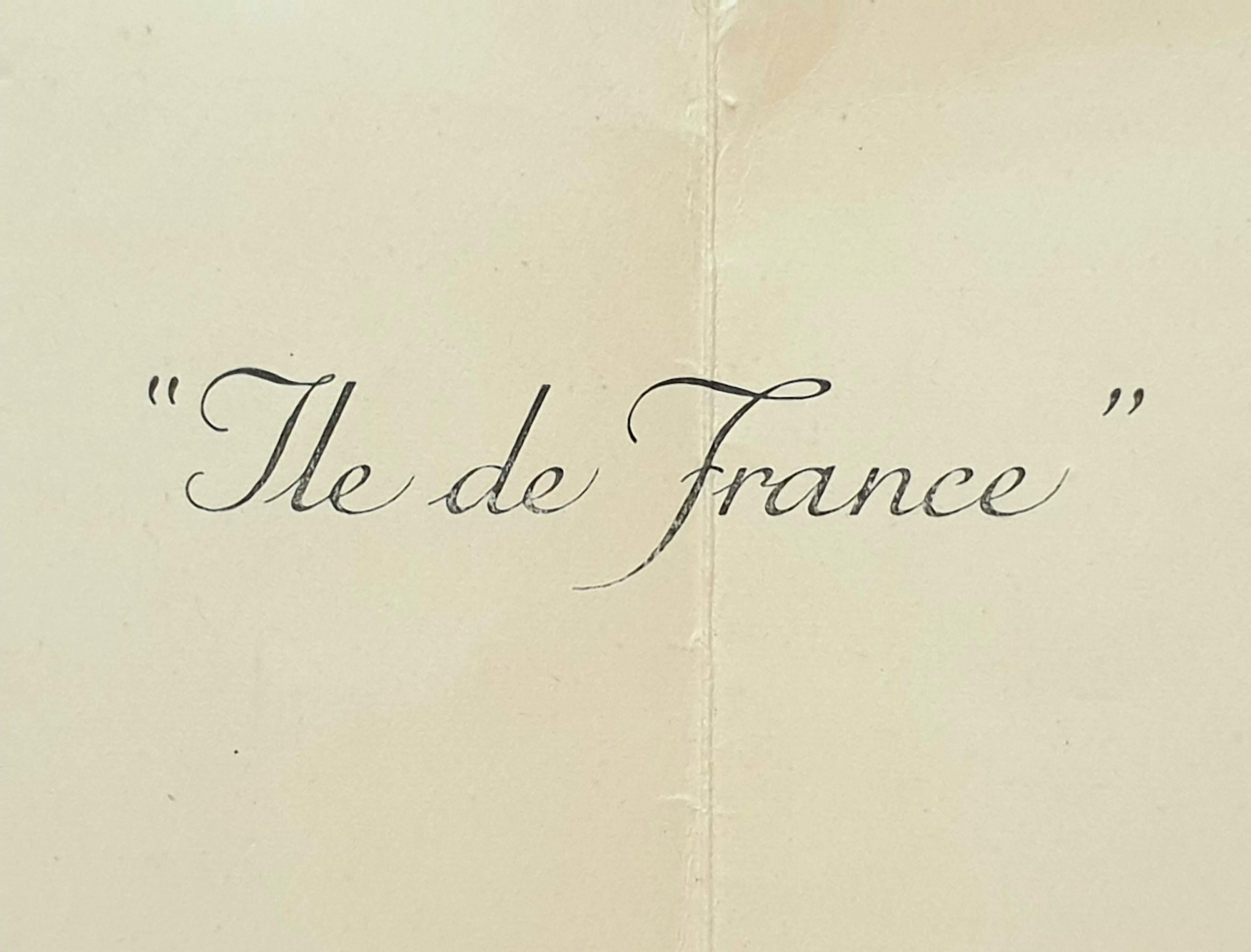 Mid-Century Original Printed Menu, Transatlantic French Line, 'Ile de France'. For Sale 11